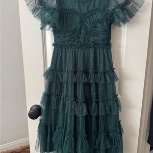 Ivy City Co Teal Ruffled Kids Dress
